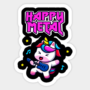 Happy Metal Unicorn Cute Funny Heavy Rock Musician Sticker